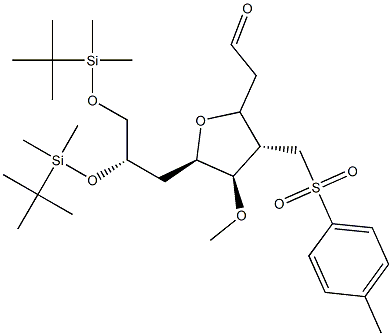 2-((2S,3S,4R,5R)-5-((S)-2,3-bis(tert-butyldimethylsiloxy)propyl)-4-methoxy-3-(tosylmethyl)tetrahydrofuran-2-yl)acetaldehyde