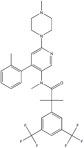 2-[3,5-bis(trifluoromethyl)phenyl]-N,2-dimethyl-N-[4-(2-methylphenyl)-6-(4-methylpiperazin-1-yl)pyridin-3-yl]propanamide
