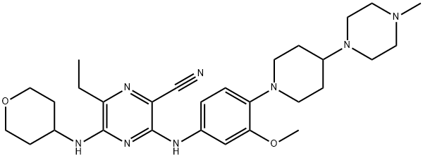 2-Pyrazinecarbonitrile, 6-ethyl-3-[[3-methoxy-4-[4-(4-methyl-1-piperazinyl)-1-piperidinyl]phenyl]amino]-5-[(tetrahydro-2H-pyran- 4-yl) amino]-