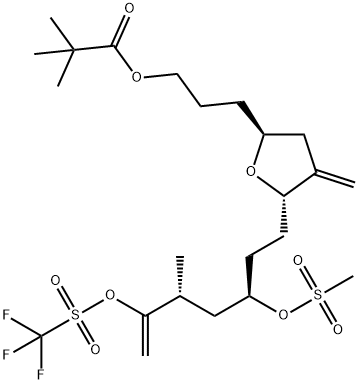 3-((2S,5S)-5-((3R,5R)-5-Methyl-3-((methylsulfonyl)oxy)-6-((((trifluoromethyl)sulfonyl)oxy)hept-6-en-1- yl)-4-methylenetetrahydrofuran-2-yl)propyl pivalate