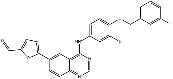 5-[4-((3-chloro-4-((3-fluorobenzyl)oxy)phenyl)amino)quinazolin-6-yl]-2-furaldehyde